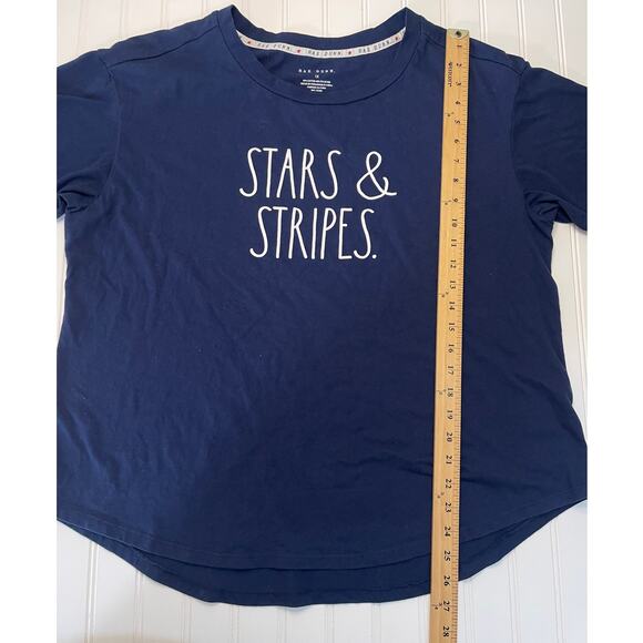 Rae Dunn Stars & Stripes Short Sleeve Crew Neck T Shirt Top - Size Women's 1X - Picture 3 of 6